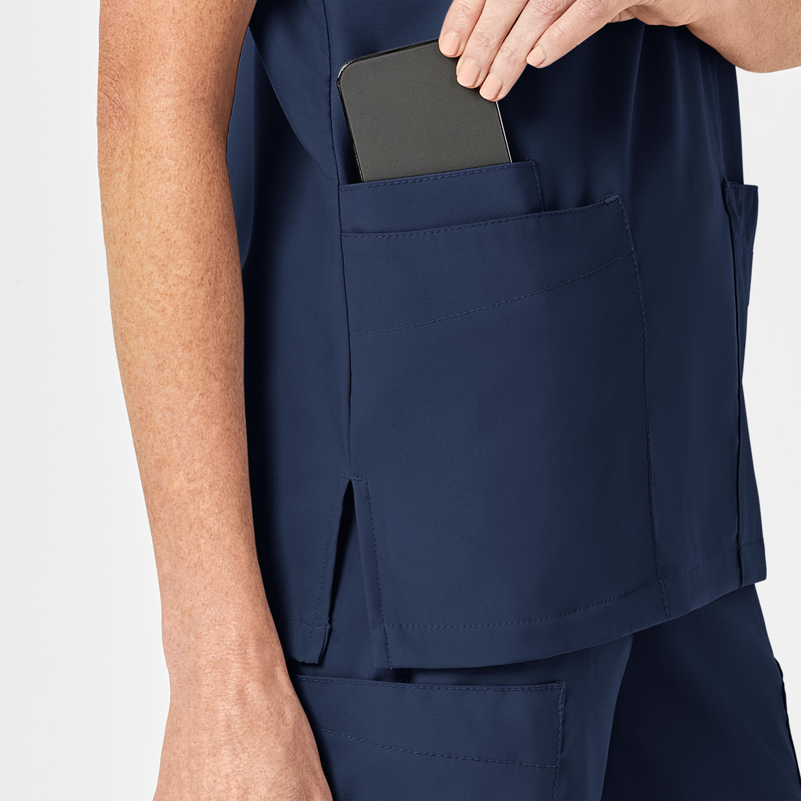W123 6855 Unisex 4 Pocket Utility Scrub Top Navy
