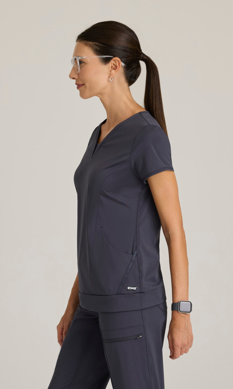 Grey's Anatomy Knits GRST250 Motivate Knit Scrub Top Steel