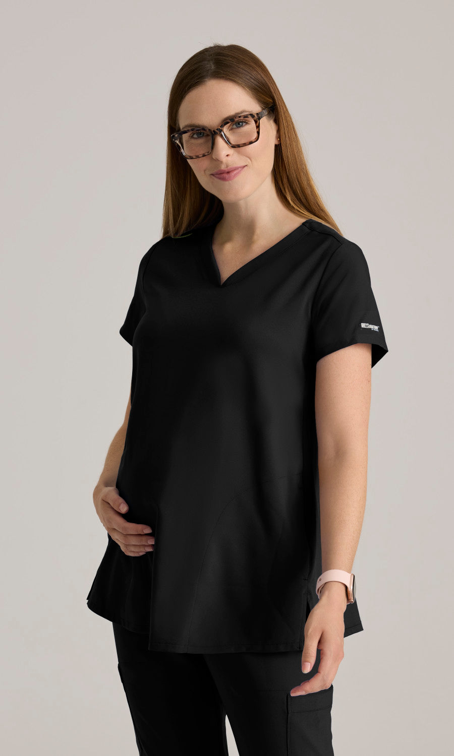 Grey's Anatomy Evolve GSST262 Promise Maternity Scrub Top Black