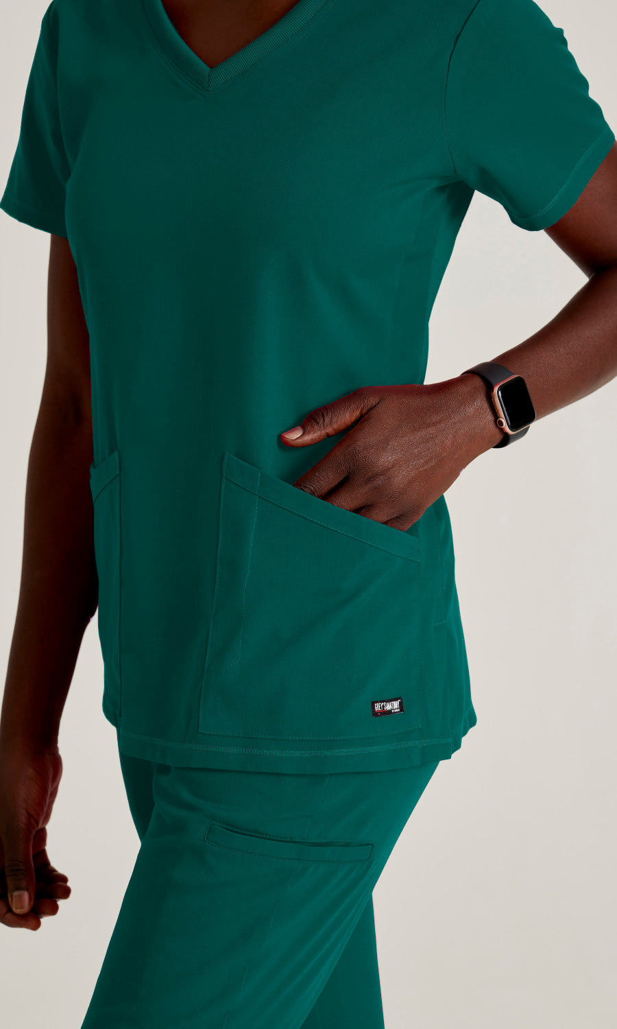 Grey's Anatomy Stretch GRST045 Serena Scrub Top Hunter Green