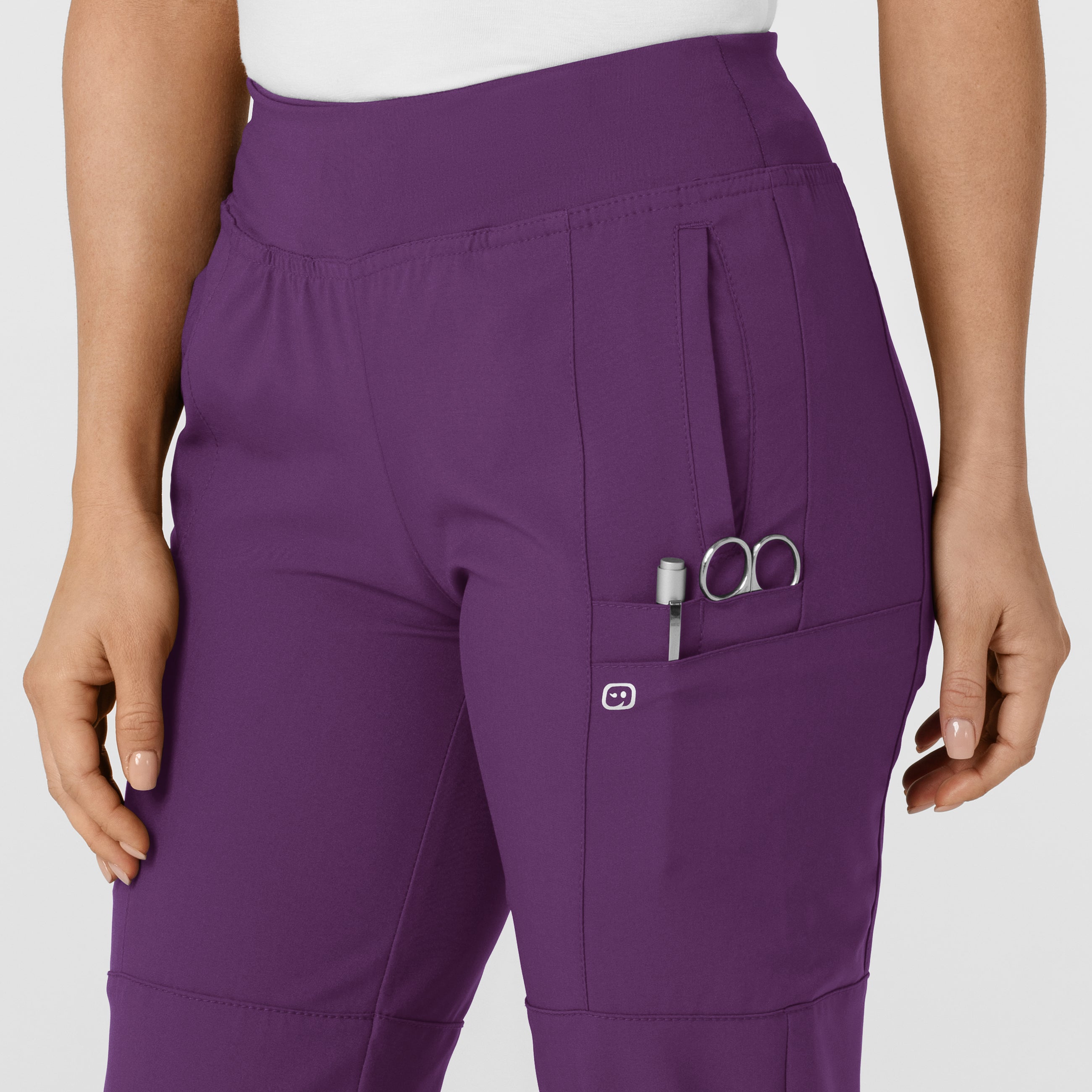 W123 5555 Comfort Waist Cargo Jogger Scrub Pants Eggplant