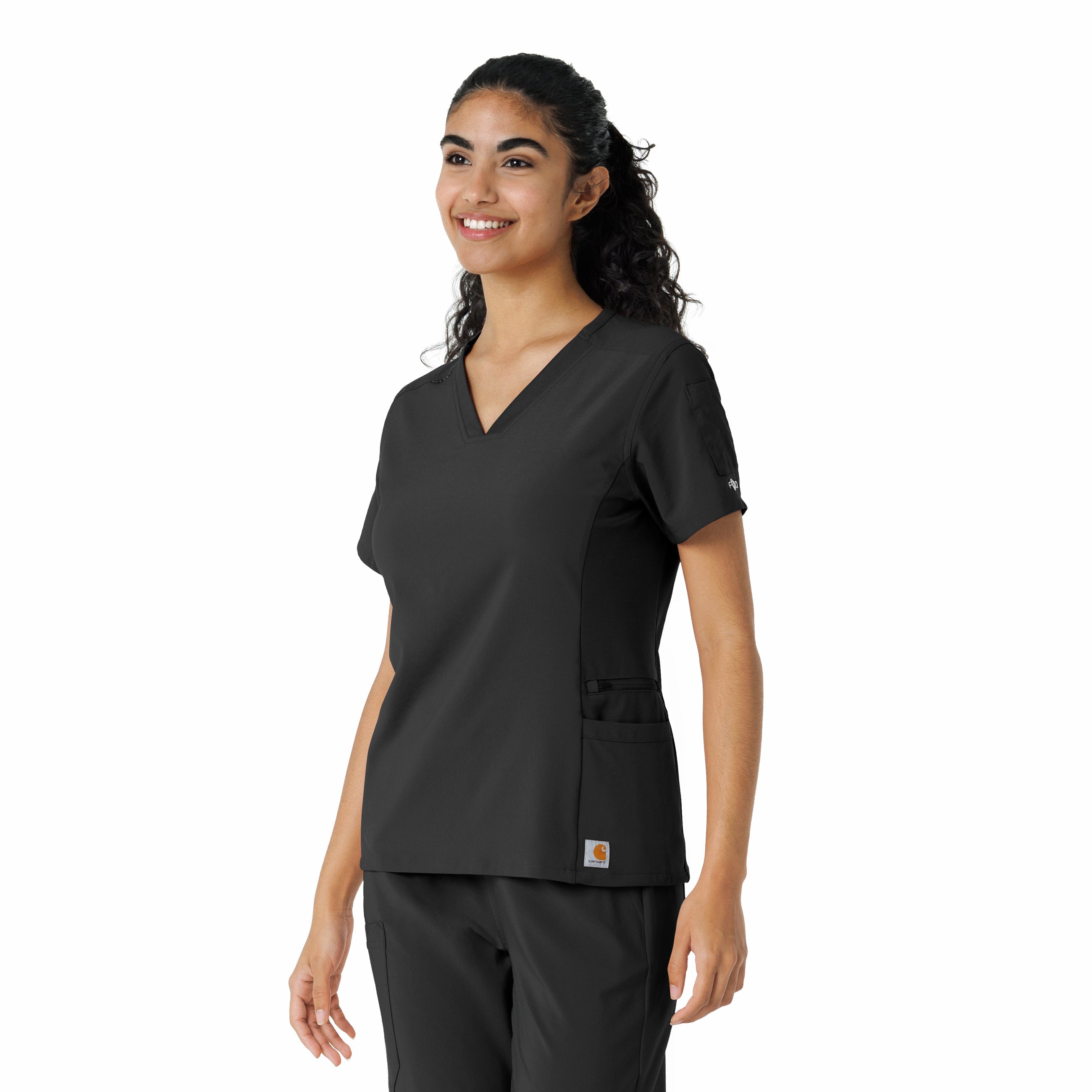 Force Cross-Flex C13310 Knit Panel Scrub Top Black