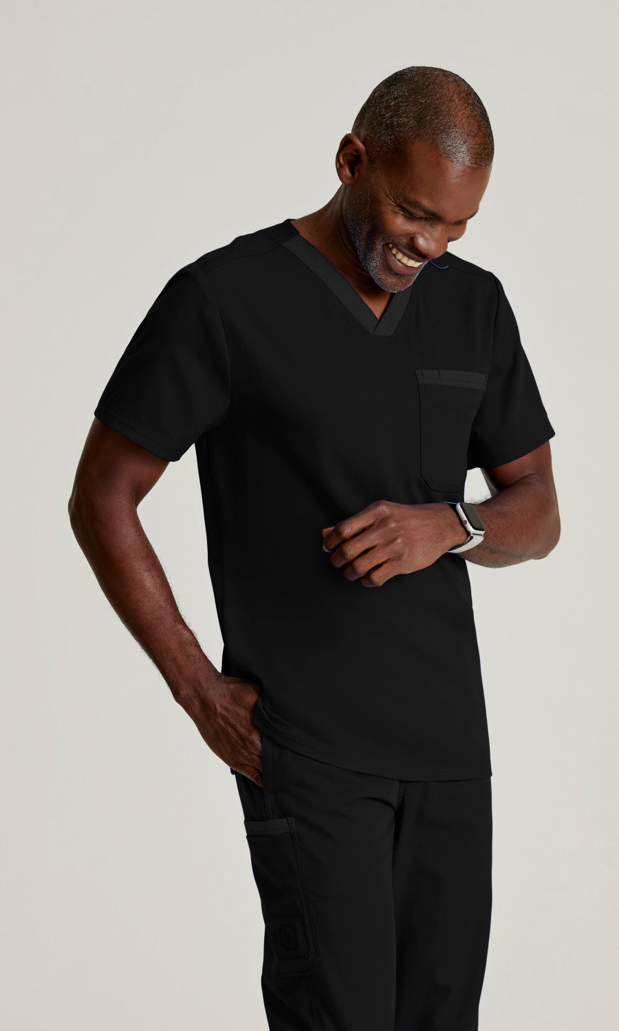 Grey's Anatomy Spandex Stretch GRST204 Ethan Scrub Top Black