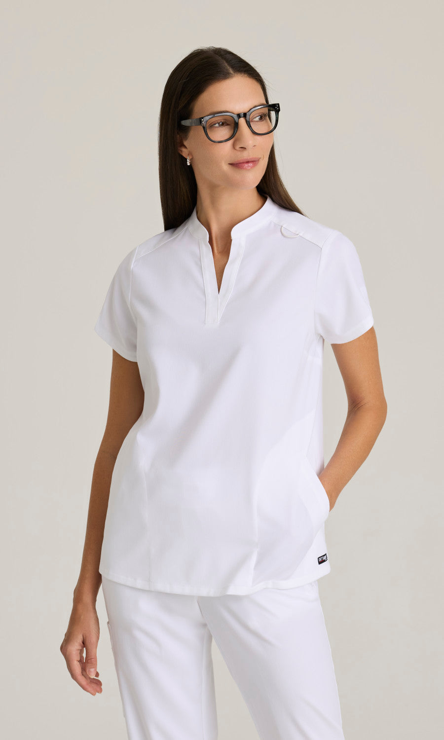 Grey's Anatomy Stretch GRST230 Avery Scrub Top White