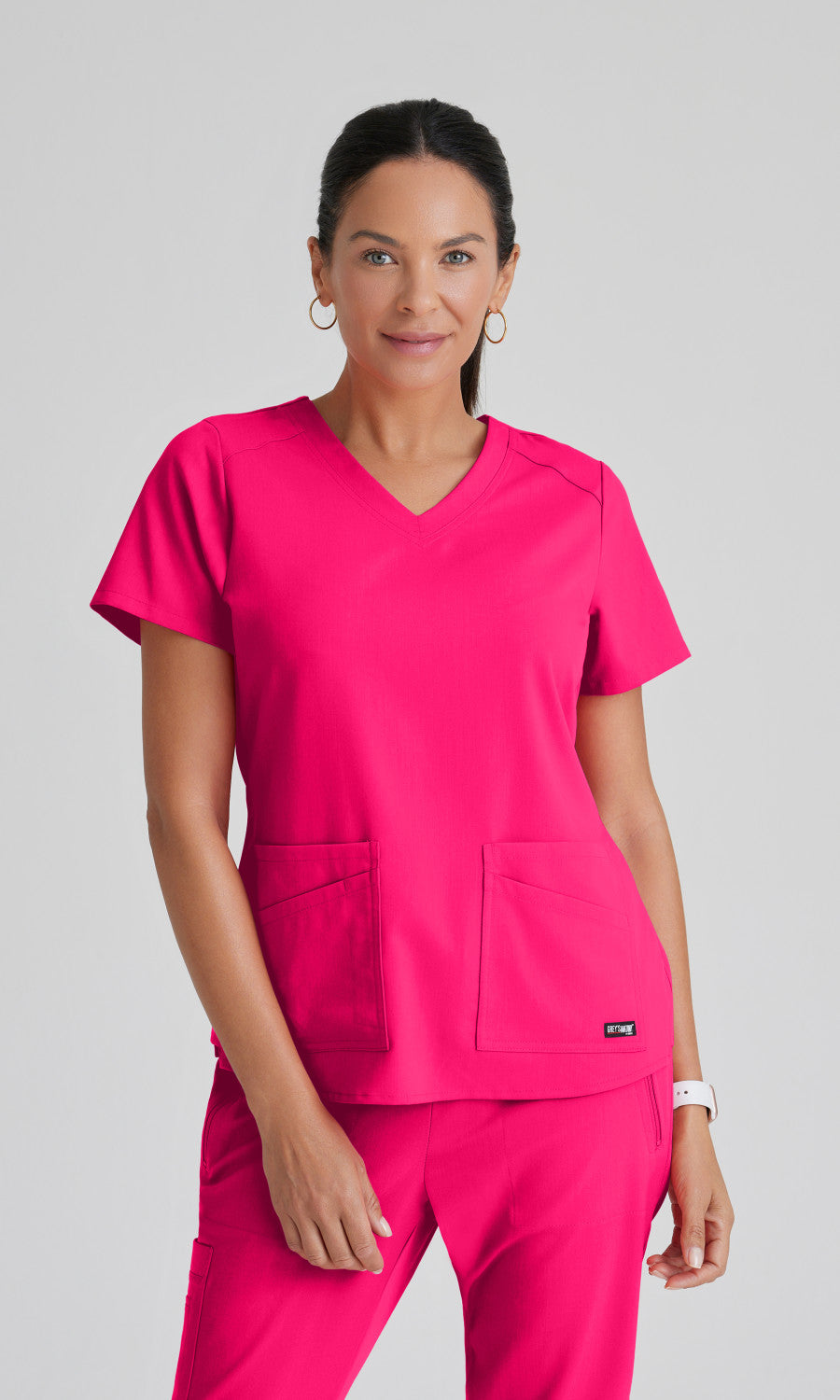 Grey's Anatomy Stretch GRST011 Emma Scrub Top Vibrance Pink