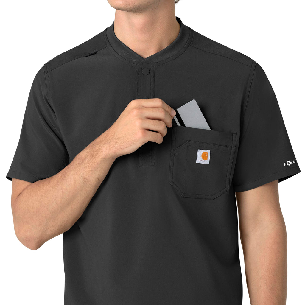 Force Cross-Flex C16310 Men's Henley Scrub Top Black
