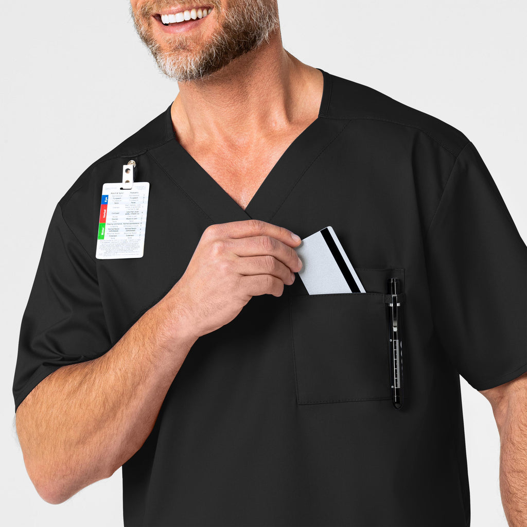 WonderWORK 103 Men's V-Neck Scrub Top Black