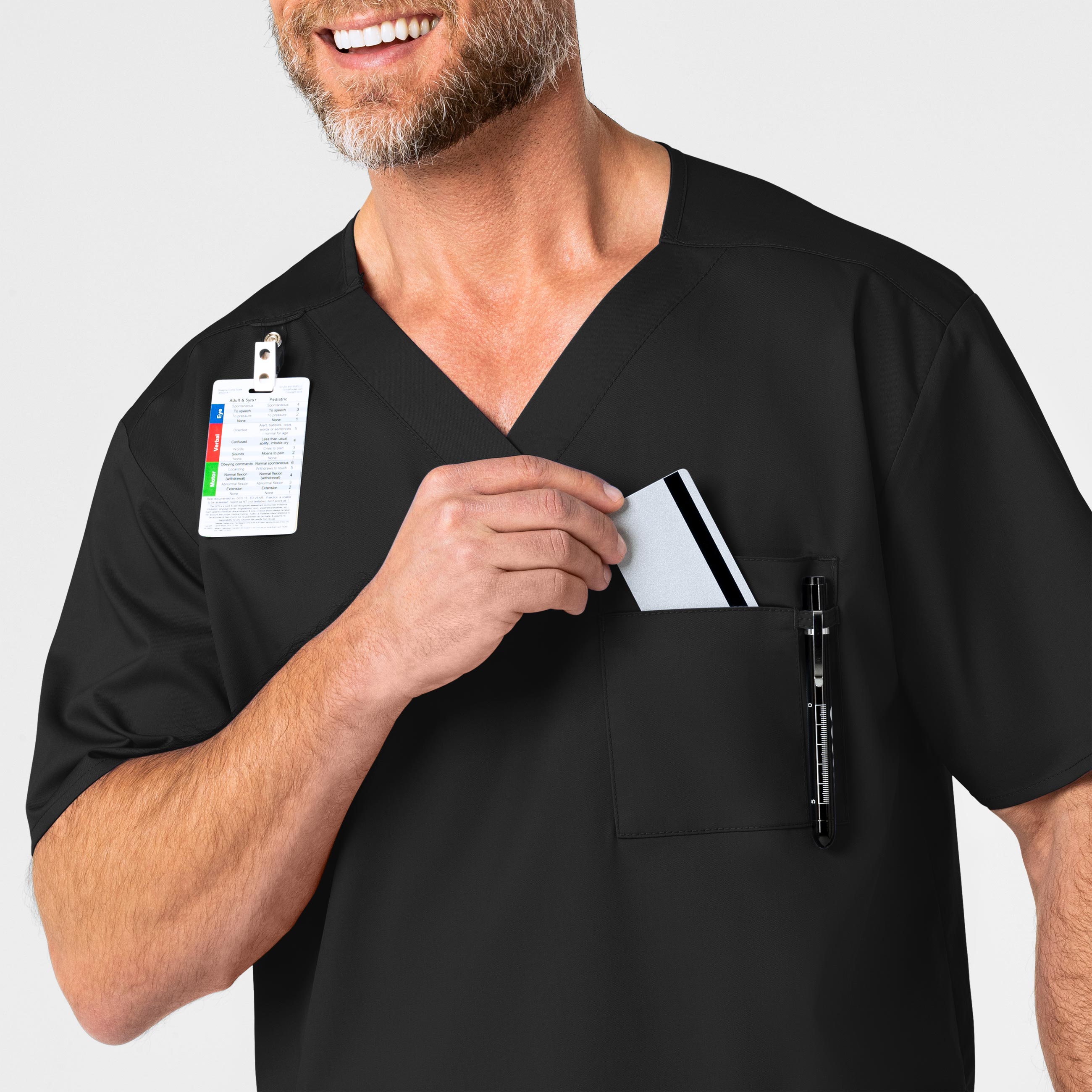 WonderWORK 103 Men's V-Neck Scrub Top Black