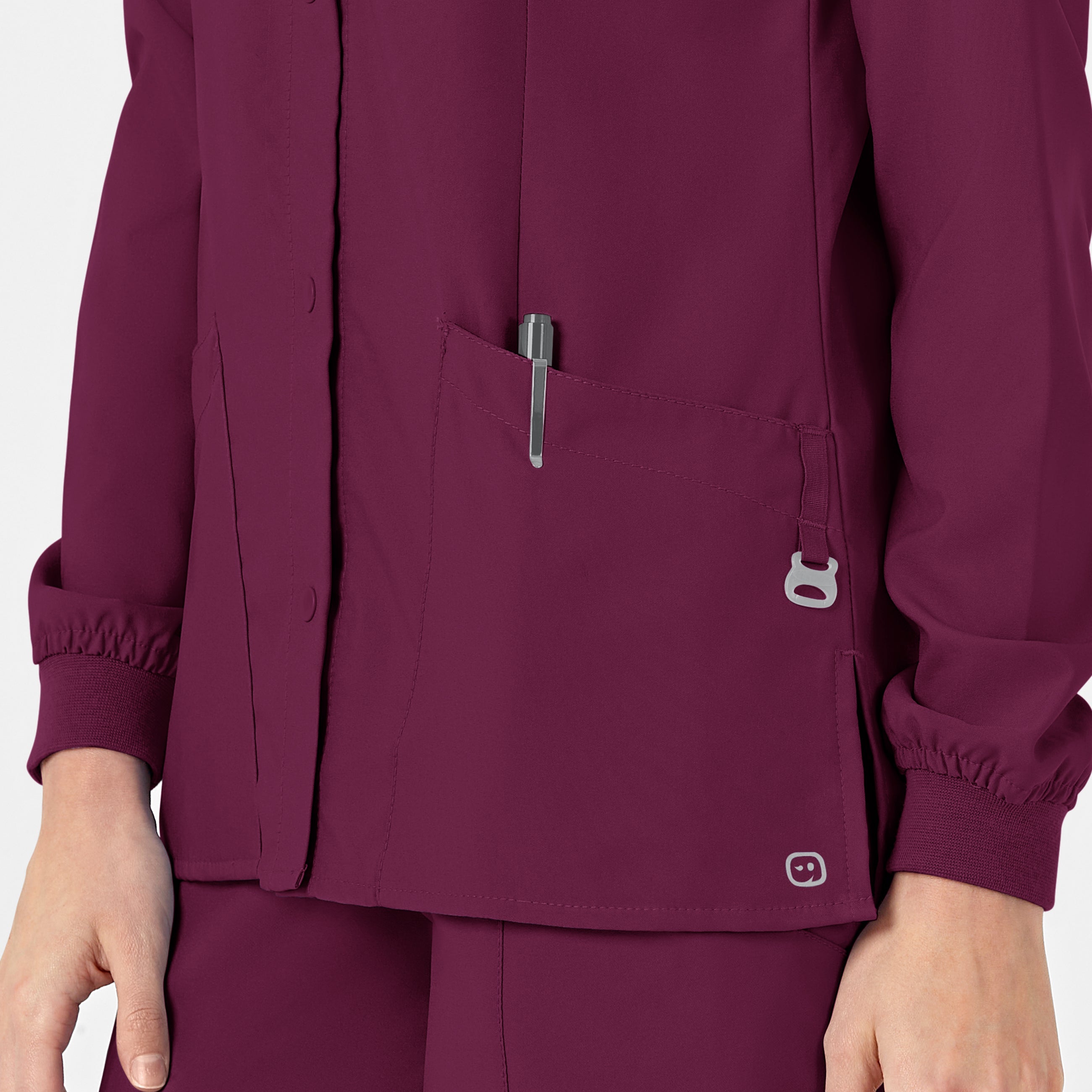 W123 8155 Crew Neck Warm Up Jacket Wine