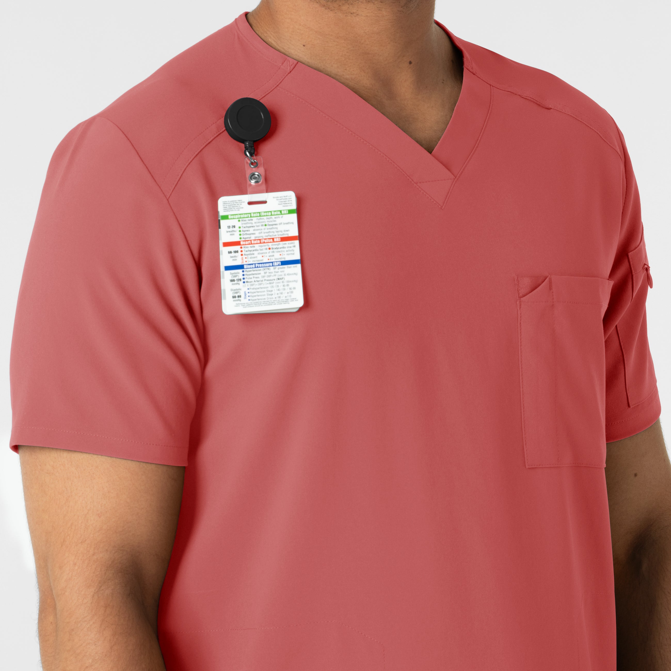 RENEW 6834 Men's V-Neck 5 Pocket Scrub Top Mineral Red