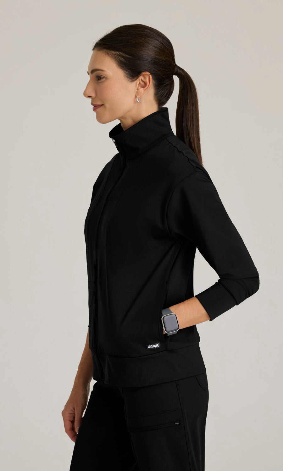 Grey's Anatomy Knits GRSW923 Ease Scrub Jacket Jacket Black