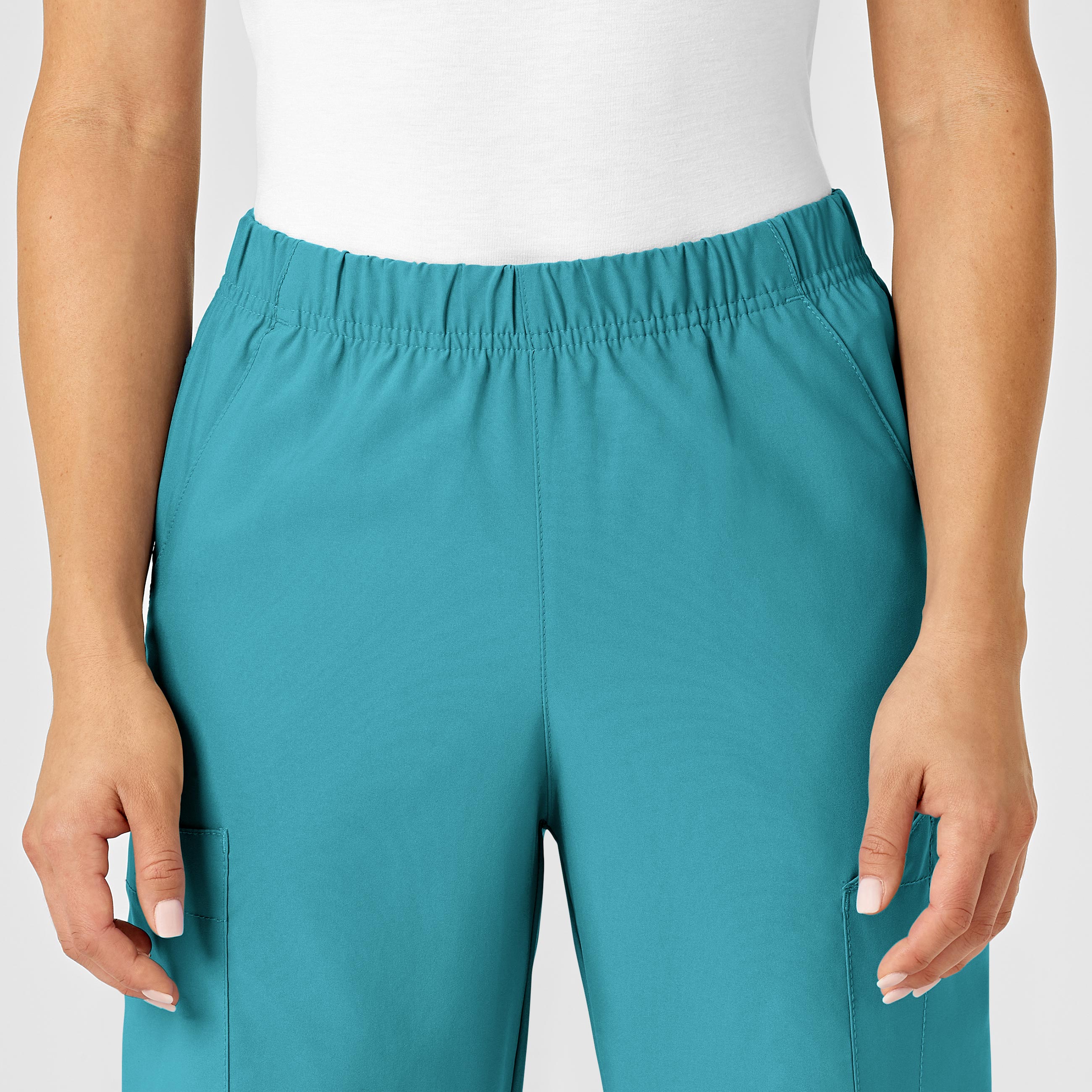 W123 5855 Unisex Multi-Cargo Scrub Pants Teal Blue