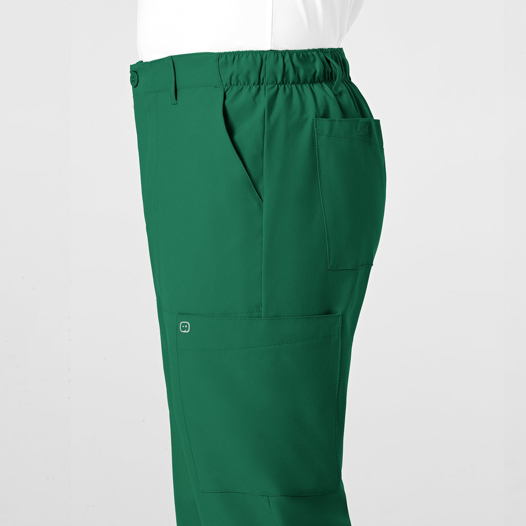 W123 5355 Men's Flat Front Cargo Scrub Pants Hunter