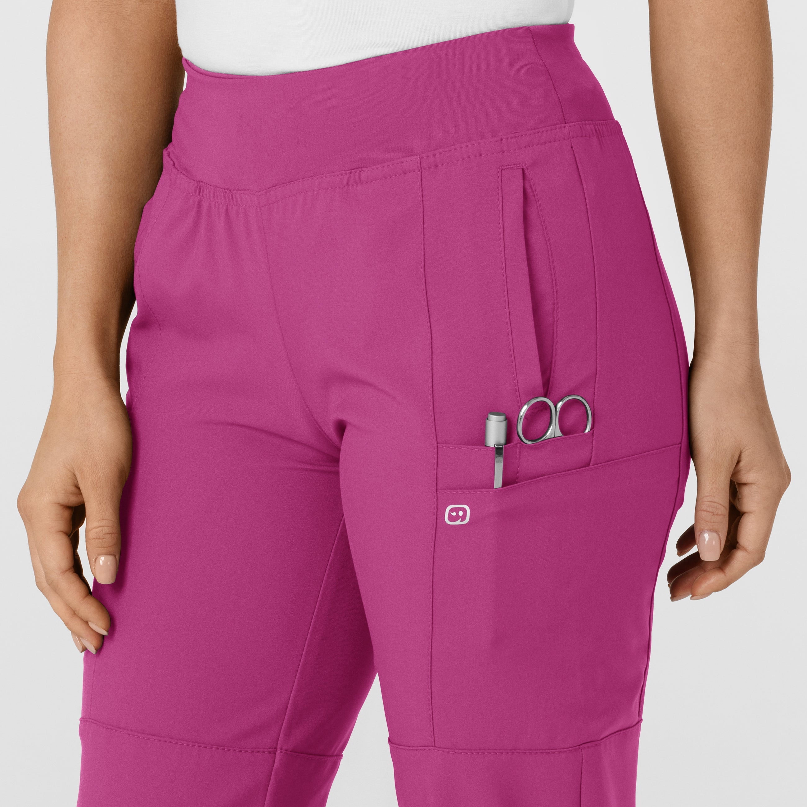 W123 5555 Comfort Waist Cargo Jogger Scrub Pants Raspberry
