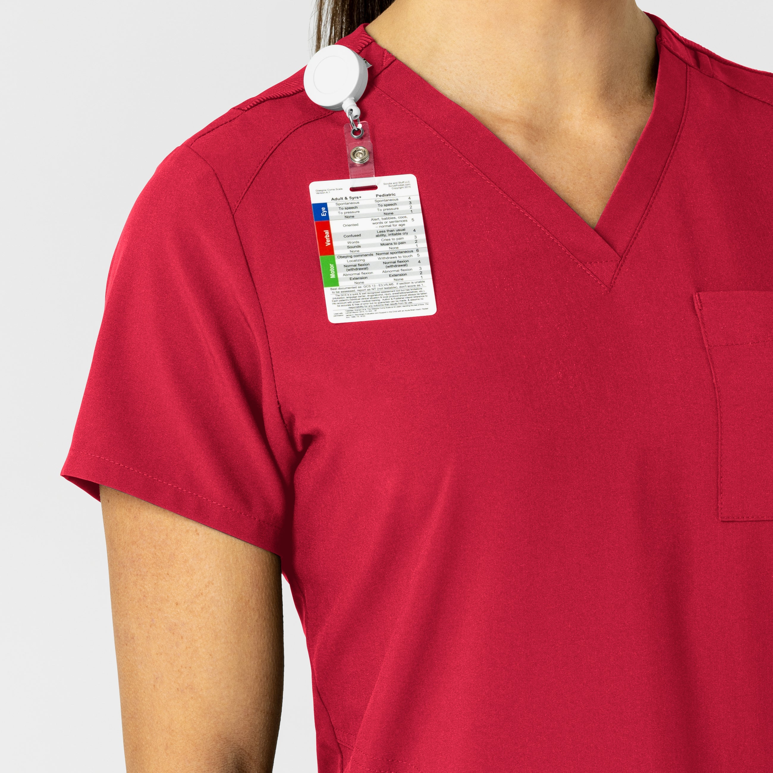 W123 6045 Flex-n-Reach V-Neck Scrub Top Red