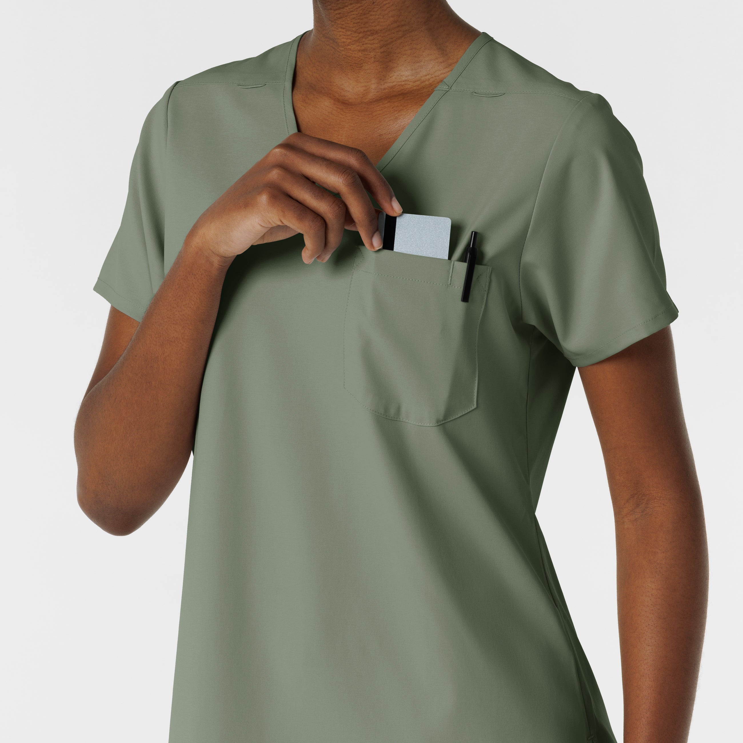Boundless 6151 Tuck-In Scrub Top Sage