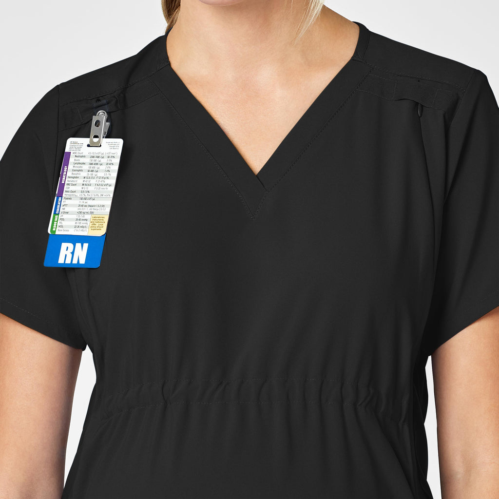 W123 4555 Maternity V-Neck Scrub Top Black