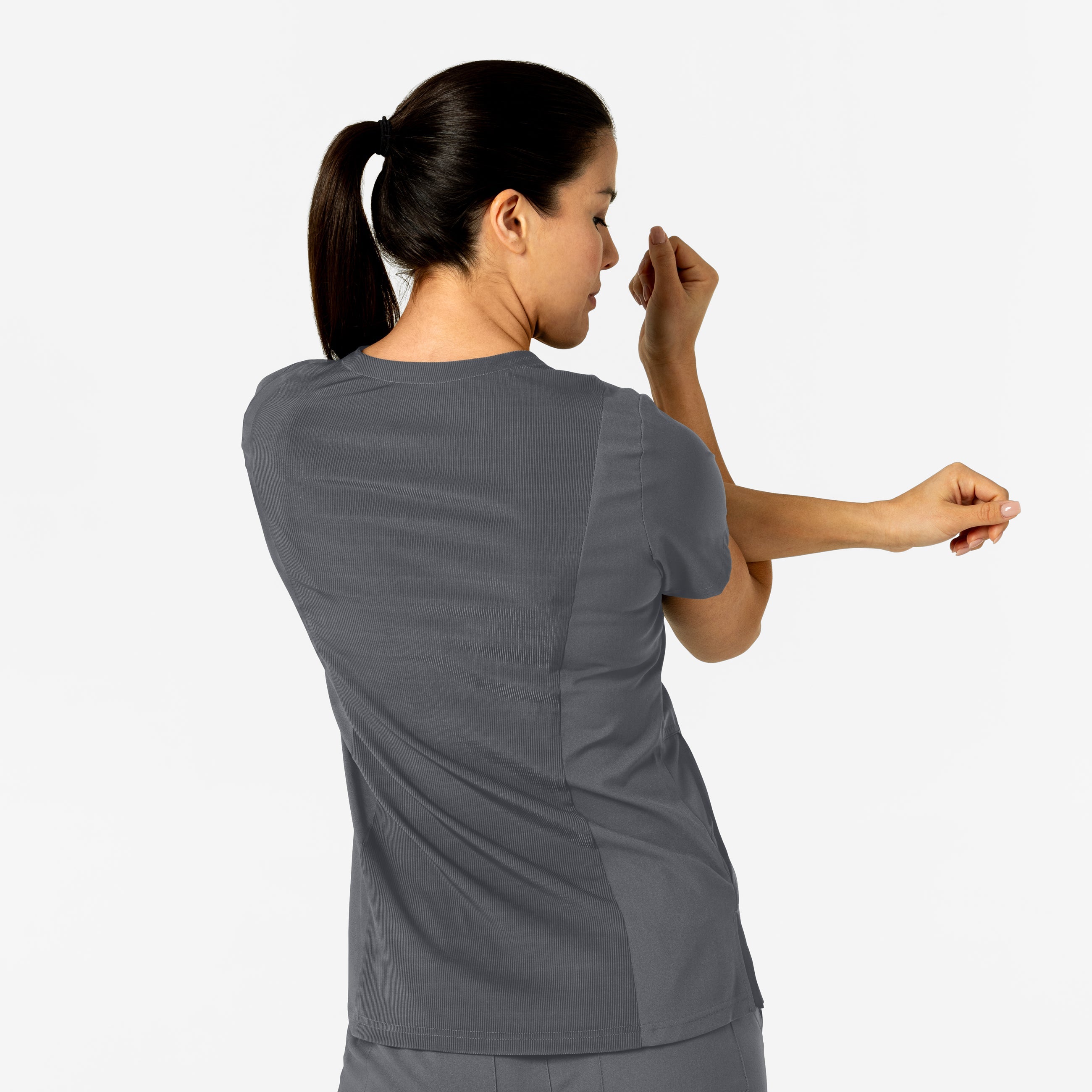 W123 6045 Flex-n-Reach V-Neck Scrub Top Pewter