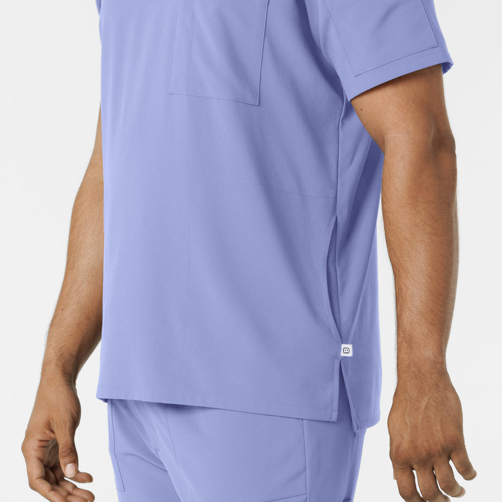 RENEW 6834 Men's V-Neck 5 Pocket Scrub Top Ceil Blue