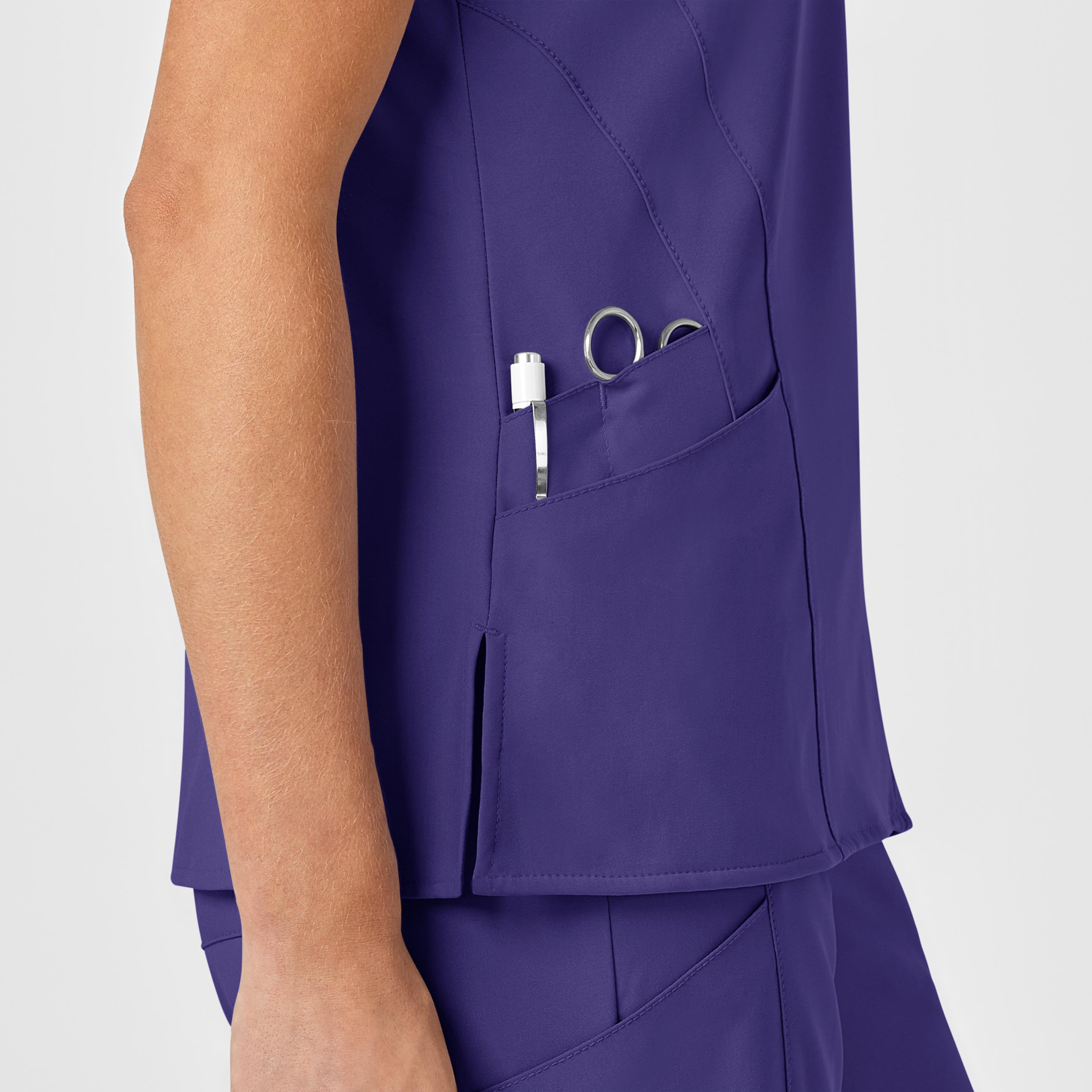 W123 6155 Stylized V-Neck Scrub Top Grape