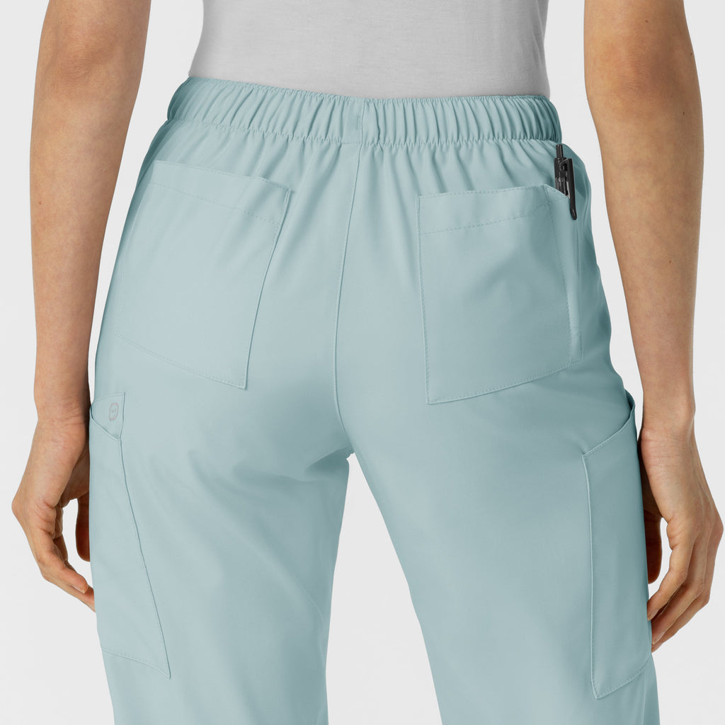 W123 5155 Flat Front Cargo Scrub Pants Sky Blue