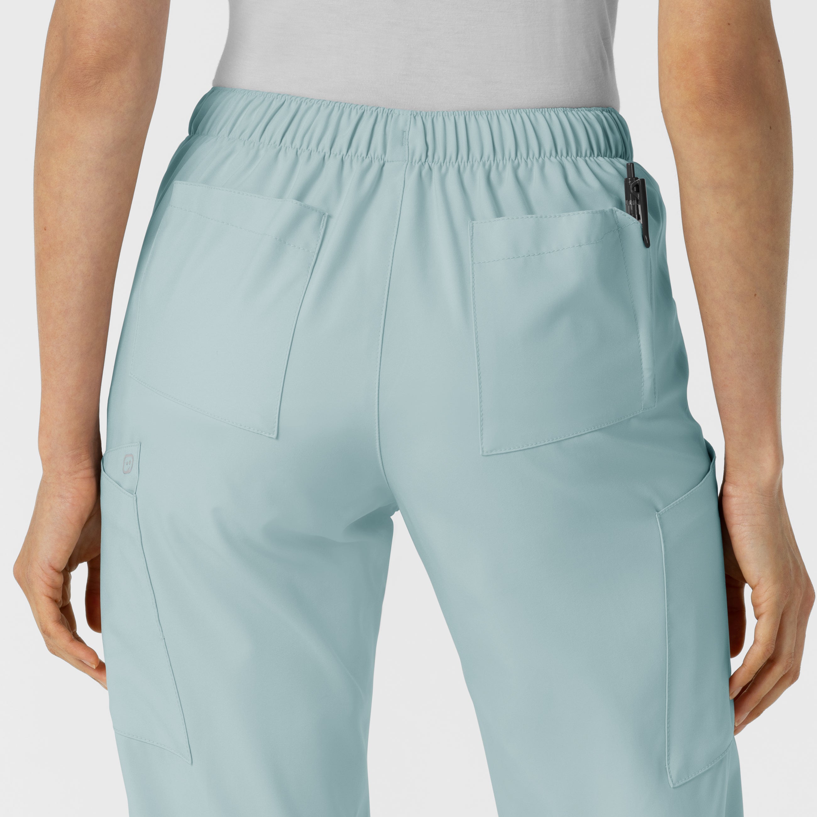 W123 5155 Flat Front Cargo Scrub Pants Sky Blue