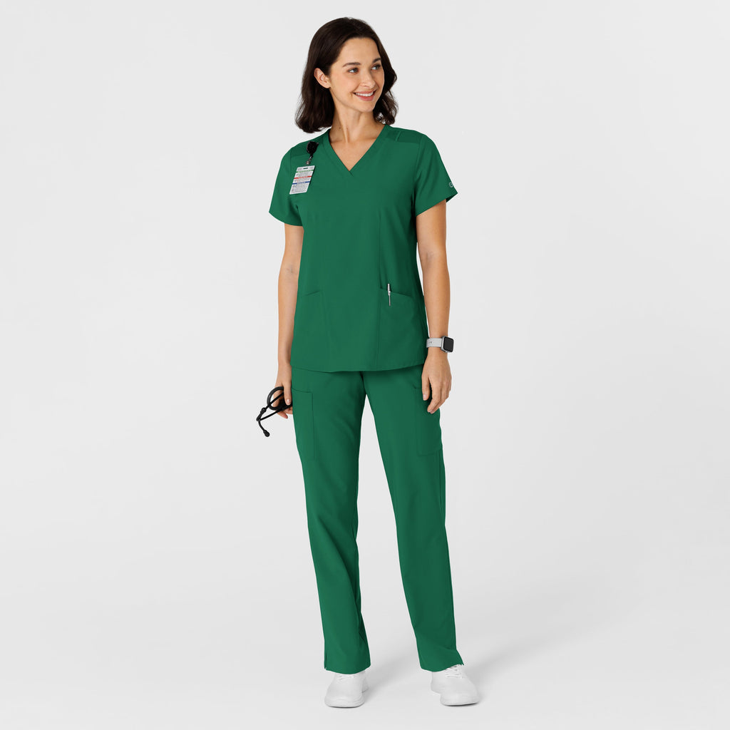 W123 6145 Flex-n-Reach Side Panel V-Neck Scrub Top Hunter