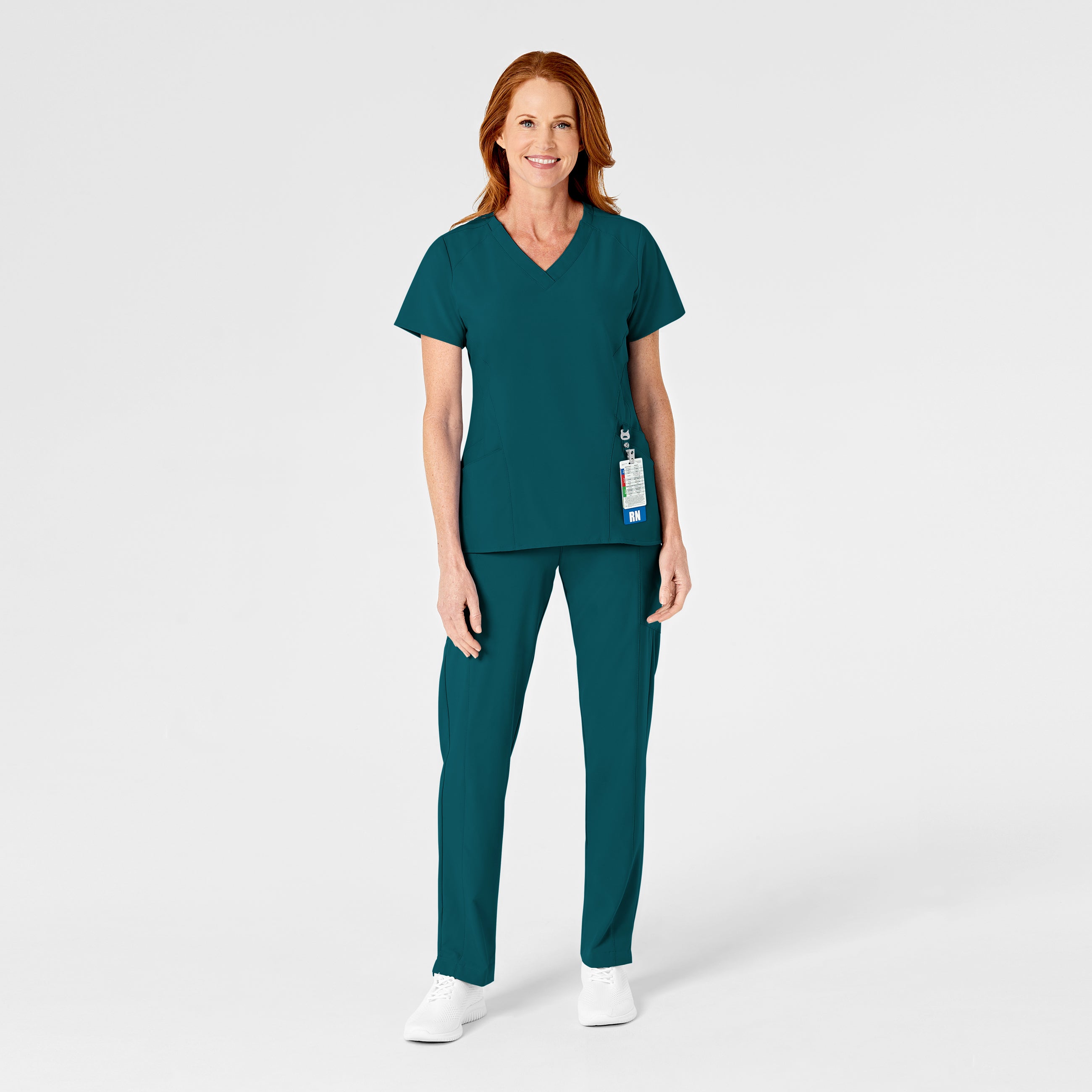W123 5155 Flat Front Cargo Scrub Pants Caribbean Blue