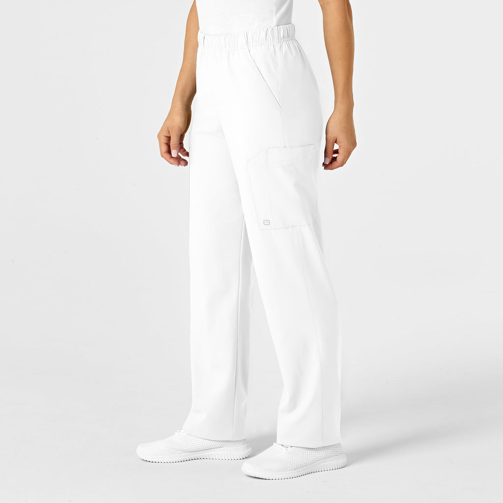 W123 5855 Unisex Multi-Cargo Scrub Pants White