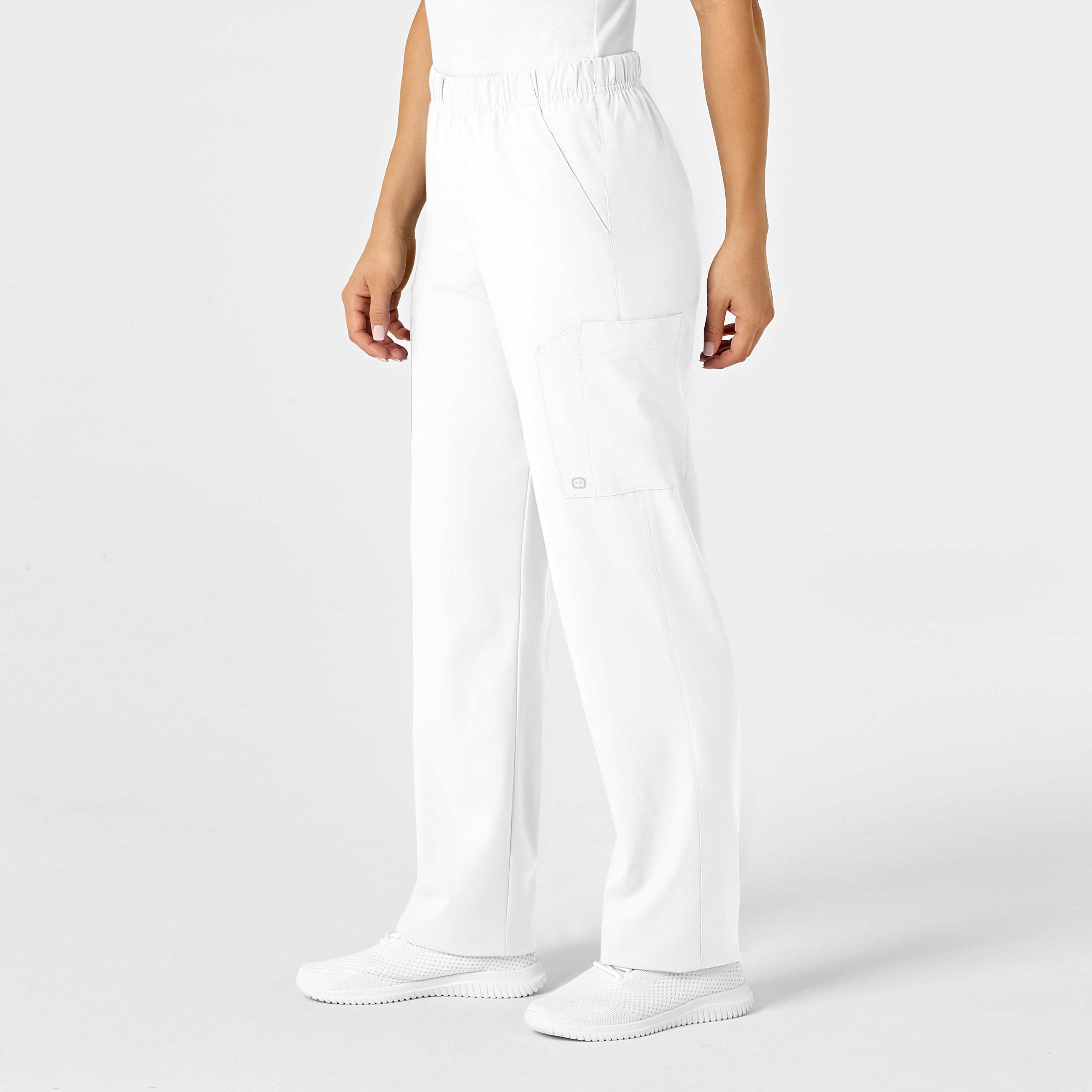 W123 5855 Unisex Multi-Cargo Scrub Pants White