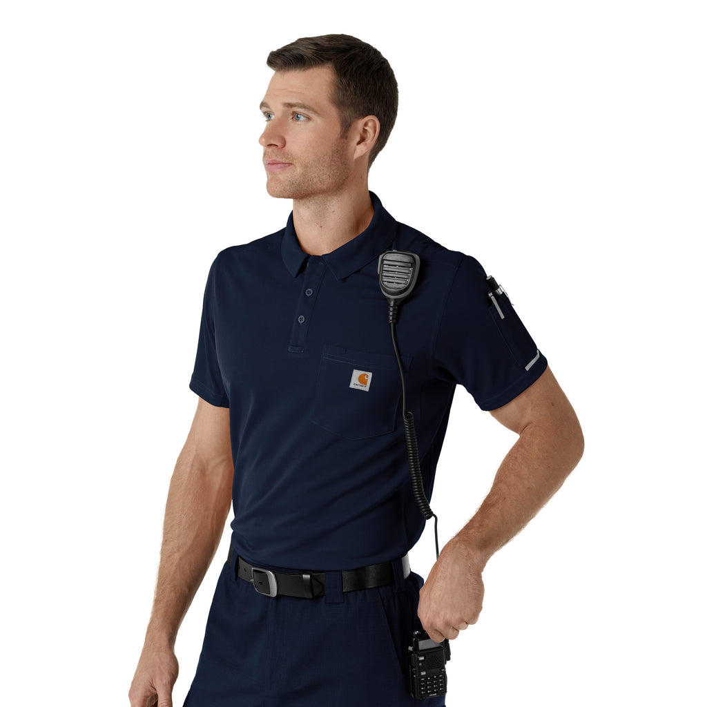 Rugged Flex C16119 Men's Lightweight Short Sleeve Polo Scrub Top Dark Navy