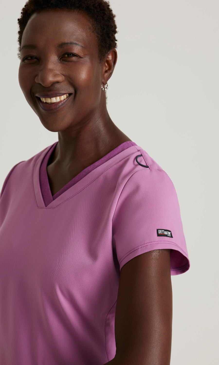 Grey's Anatomy Spandex Stretch GRST194 Meredith Scrub Top Pink Topaz