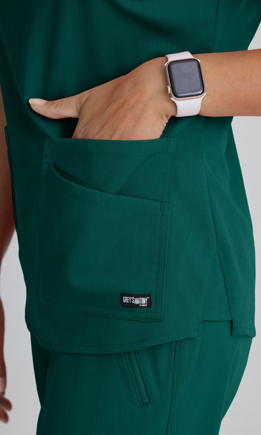 Grey's Anatomy Stretch GRST011 Emma Scrub Top Hunter Green