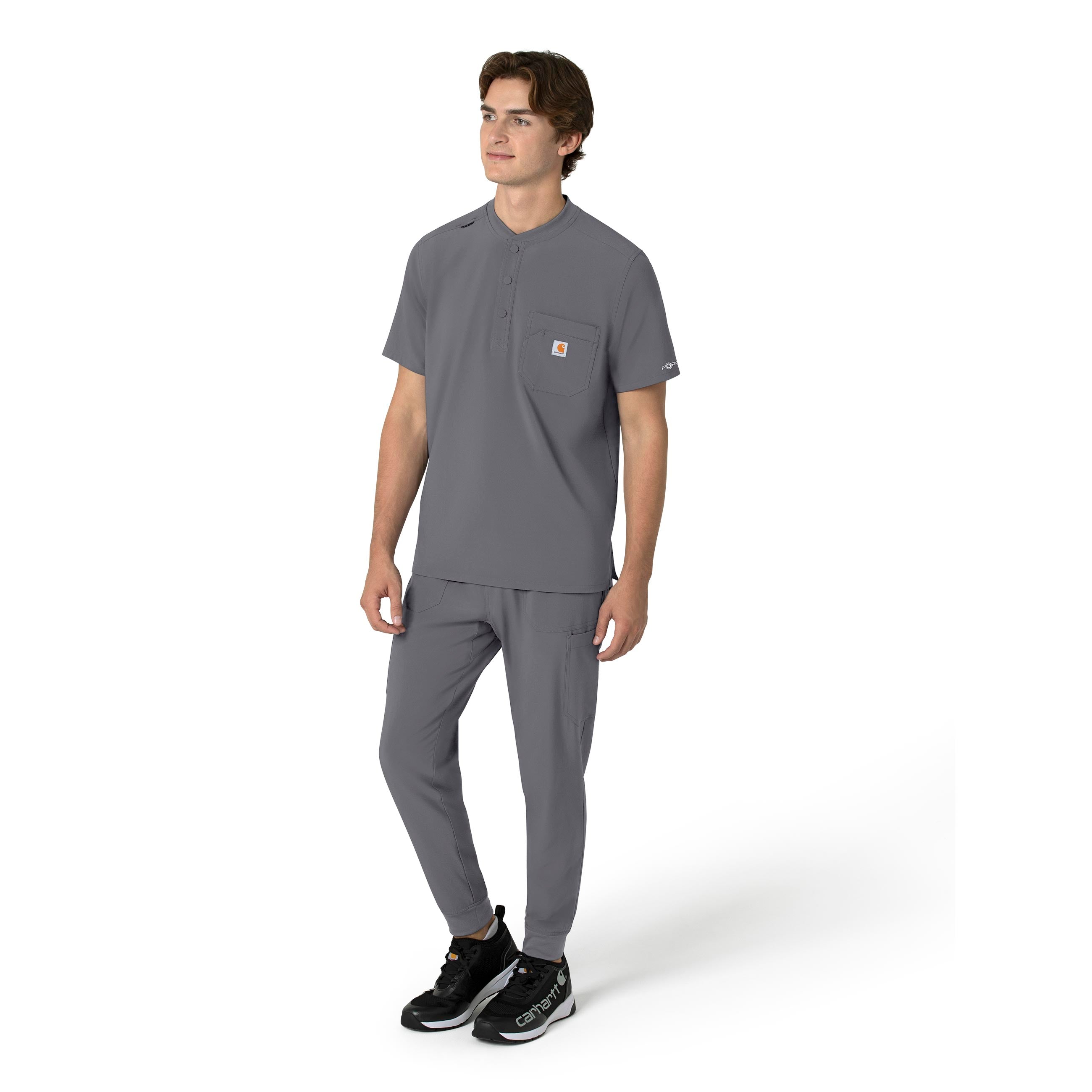 Force Cross-Flex C16310 Men's Henley Scrub Top Pewter