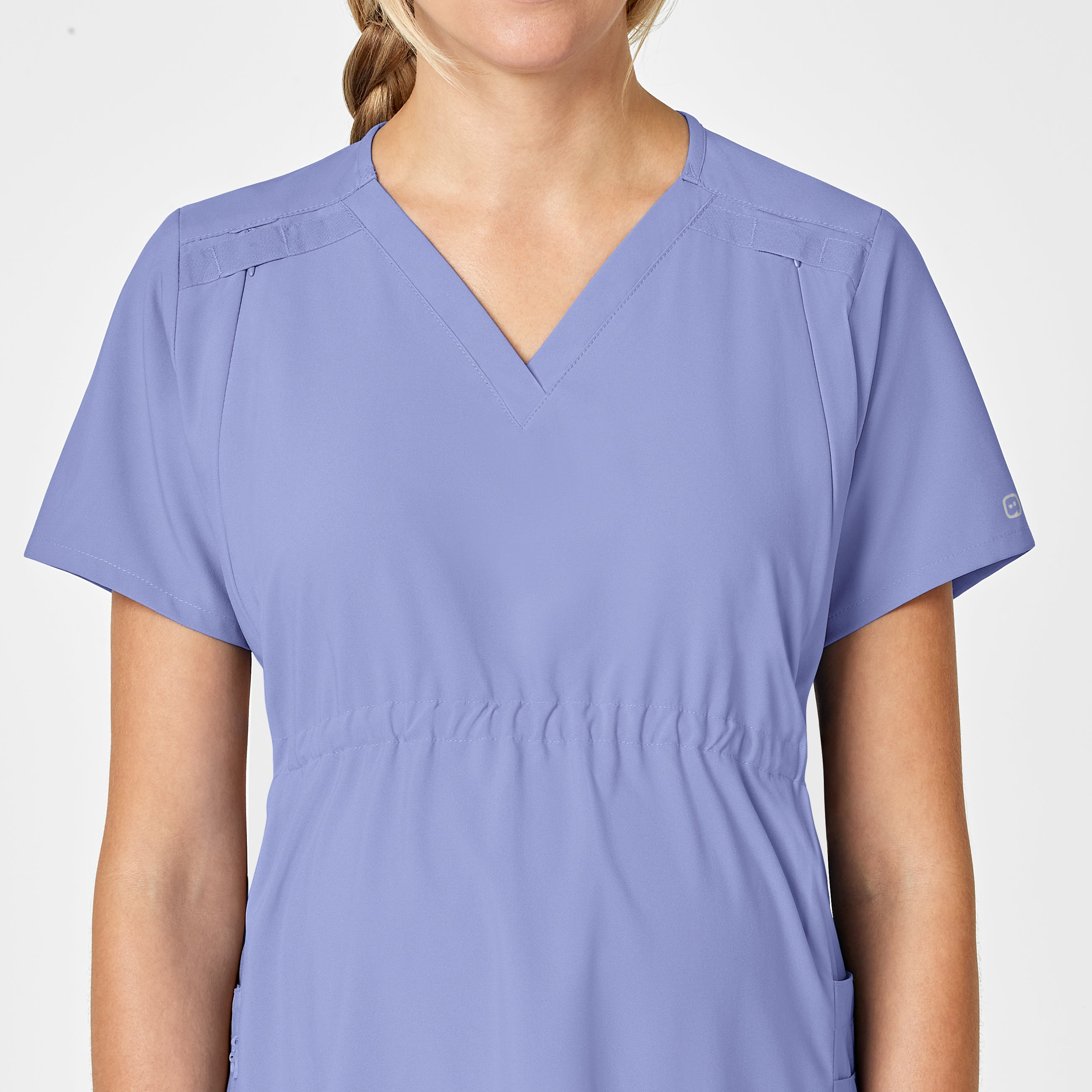 W123 4555 Maternity V-Neck Scrub Top Ceil Blue