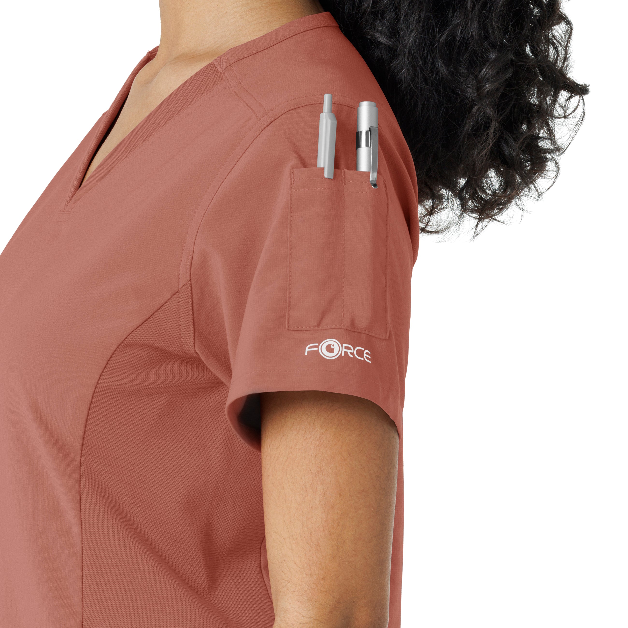 Force Cross-Flex C13310 Knit Panel Scrub Top Wildrose