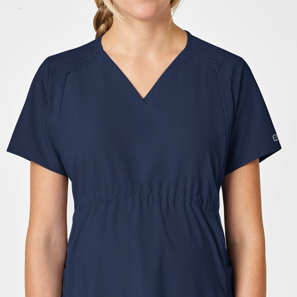 W123 4555 Maternity V-Neck Scrub Top Navy