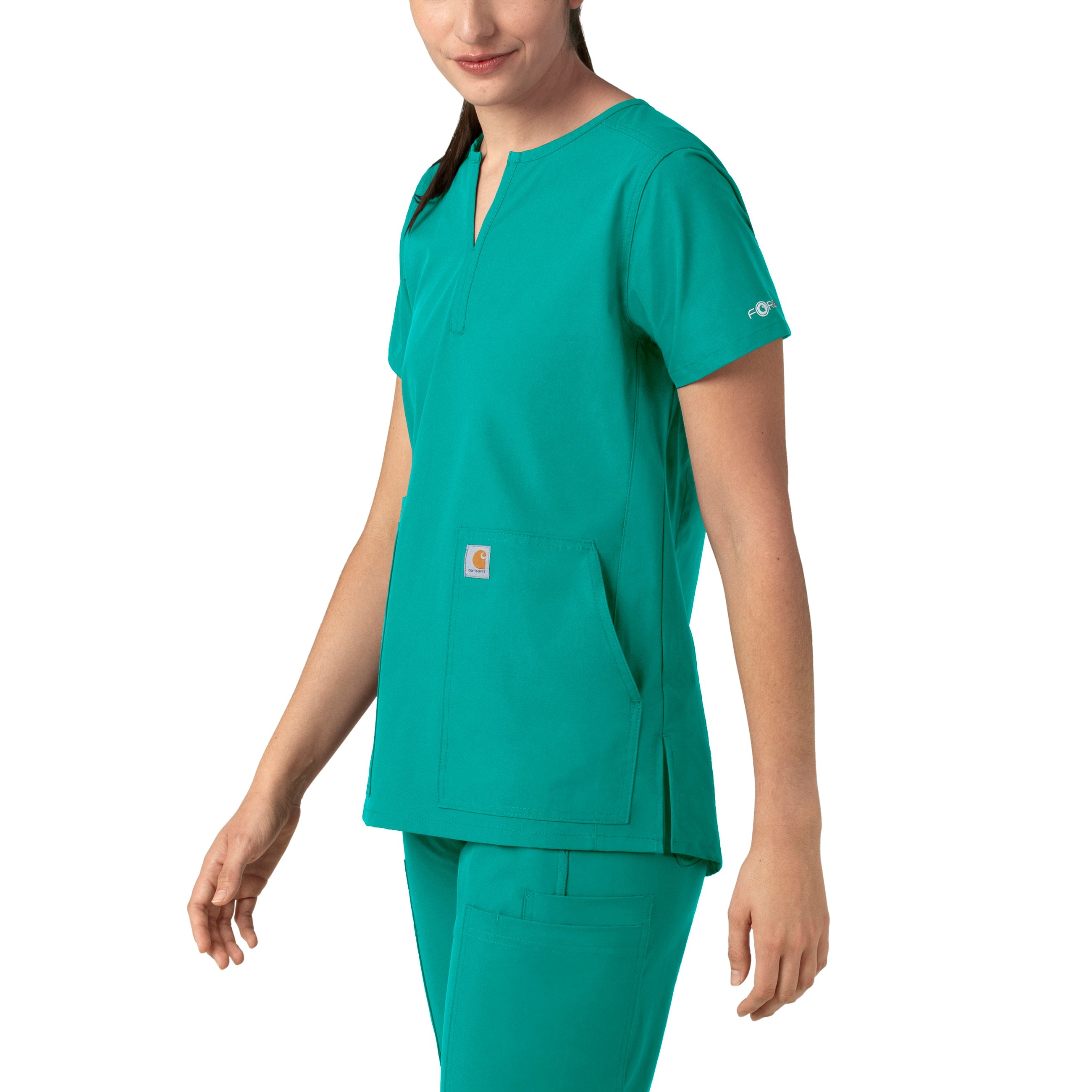 Force Essentials C12213 Notch Neck Tunic Scrub Top Teal Blue