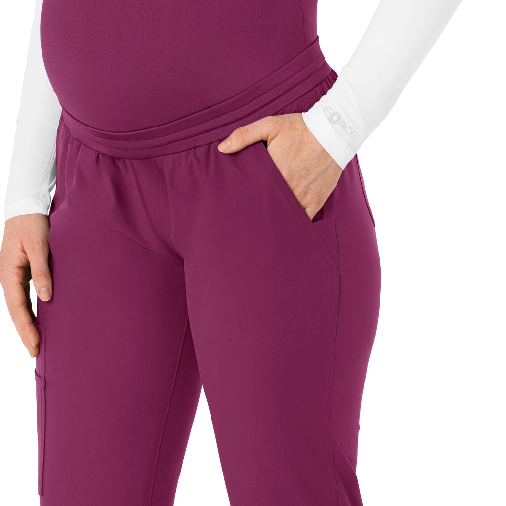 Force Essentials C54113 Maternity Jogger Scrub Pants Wine