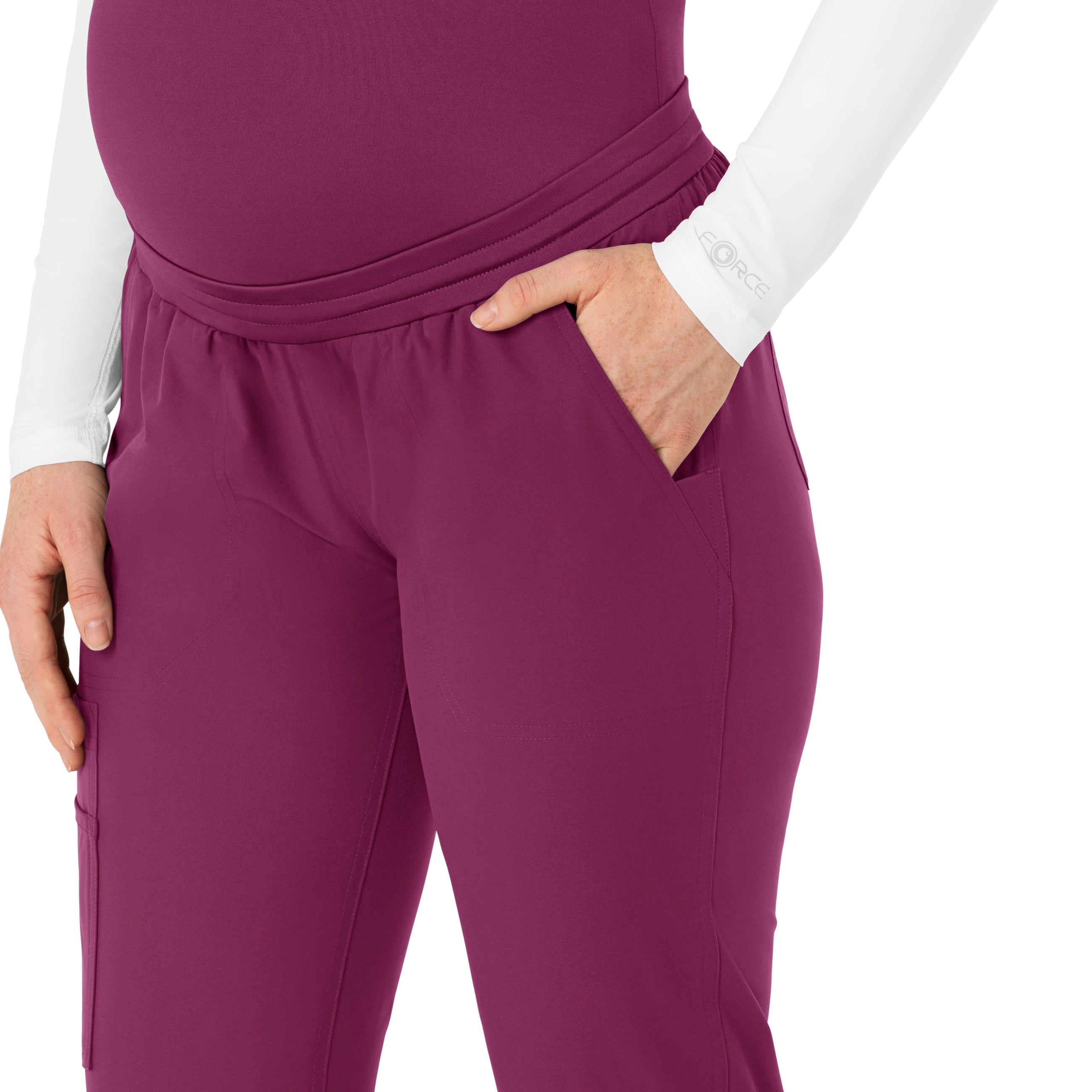 Force Essentials C54113 Maternity Jogger Scrub Pants Wine