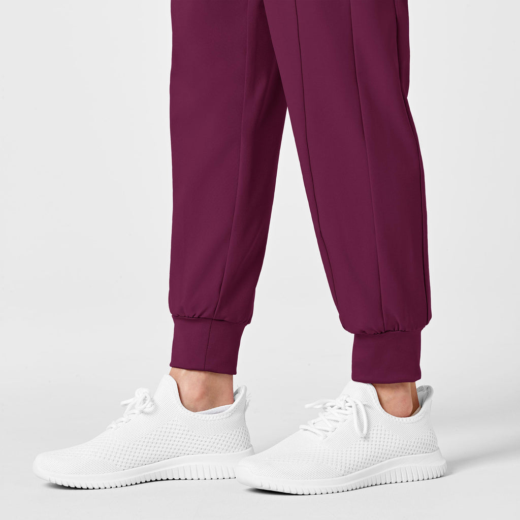 W123 5455 Maternity Jogger Scrub Pants Wine