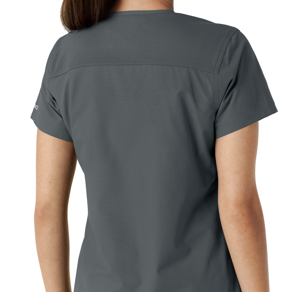 Force Essentials C12313 V-Neck Knit Panel Scrub Top Pewter