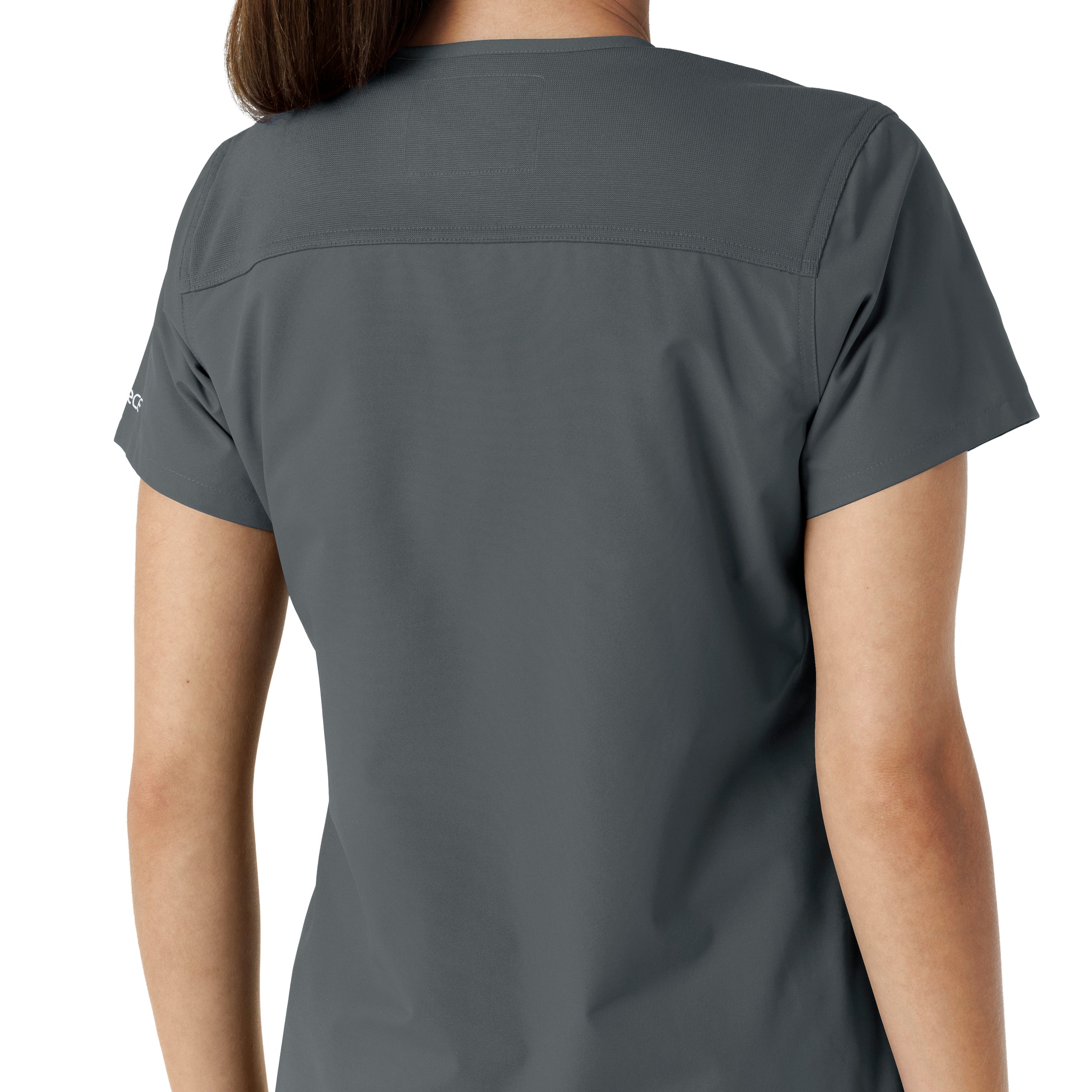 Force Essentials C12313 V-Neck Knit Panel Scrub Top Pewter