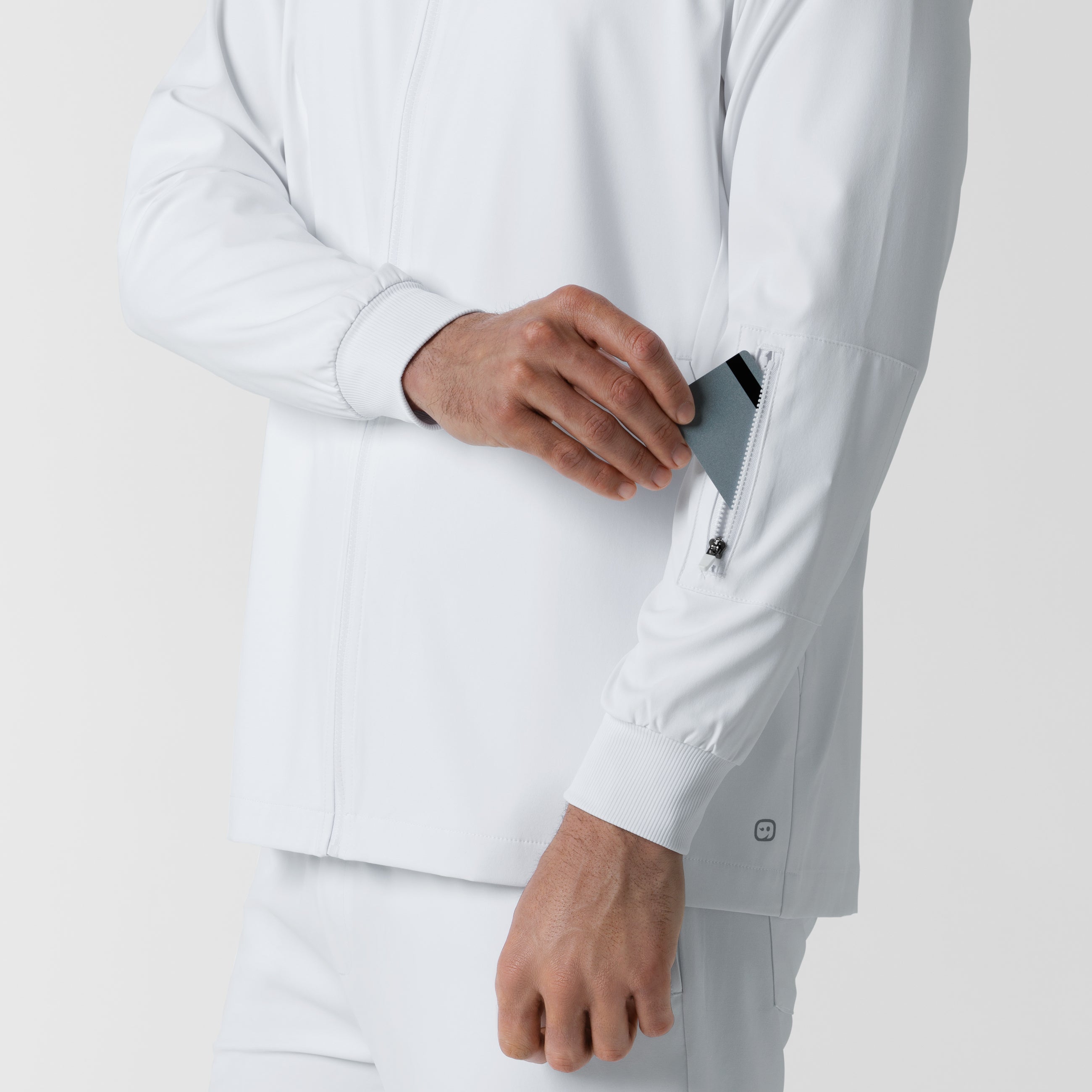 Boundless 8351 Men's Warm Up Scrub Jacket White