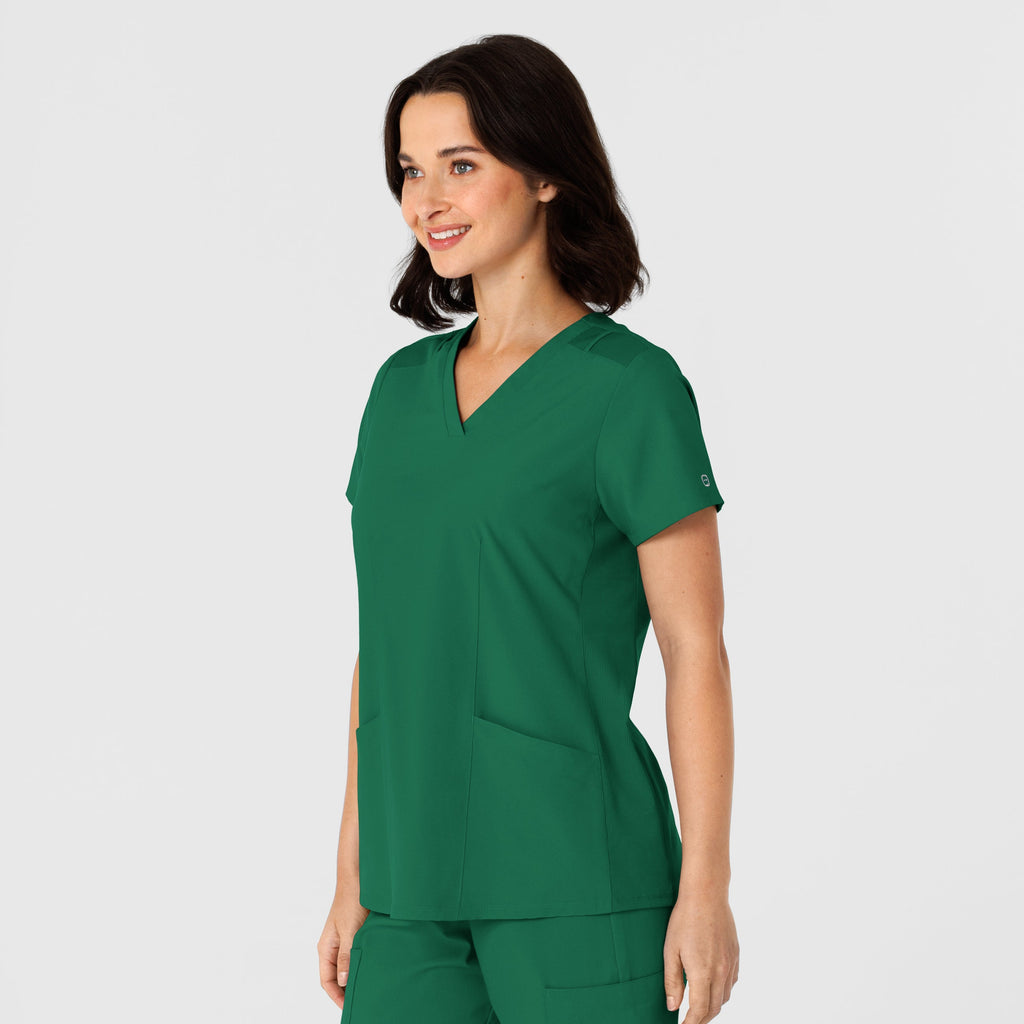 W123 6145 Flex-n-Reach Side Panel V-Neck Scrub Top Hunter