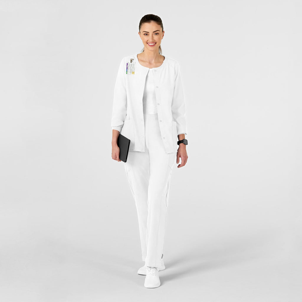 W123 8155 Crew Neck Warm Up Jacket White