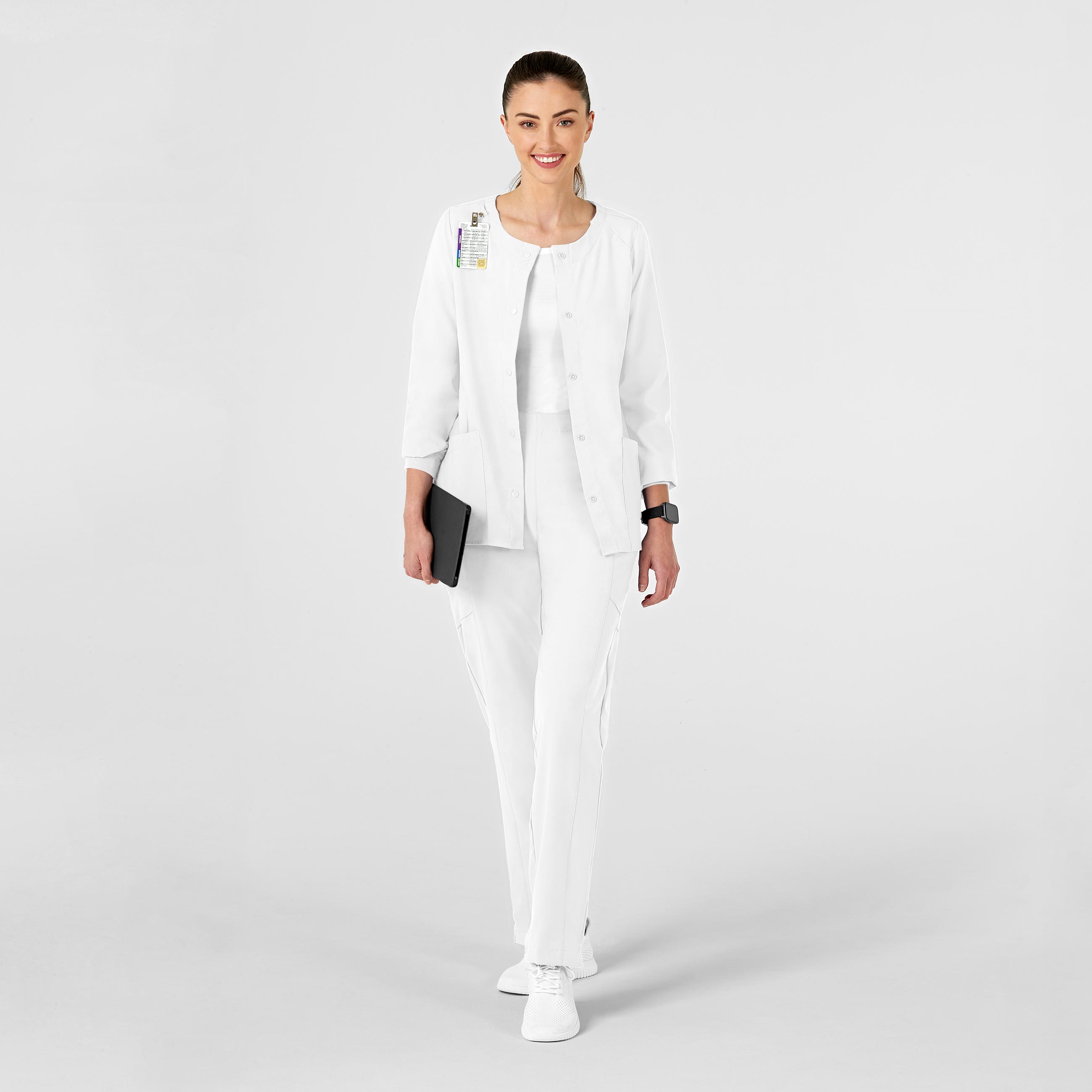 W123 8155 Crew Neck Warm Up Jacket White