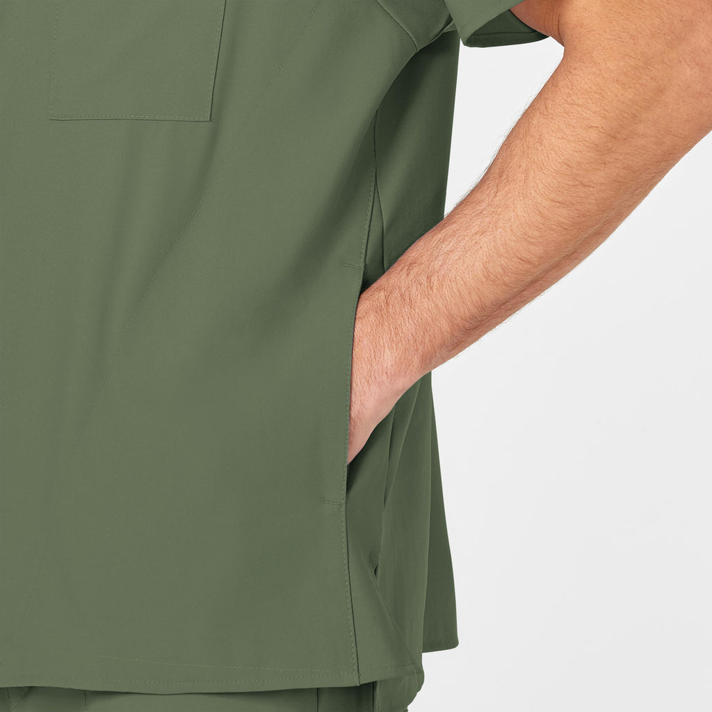 W123 6355 Men's V-Neck Scrub Top Olive