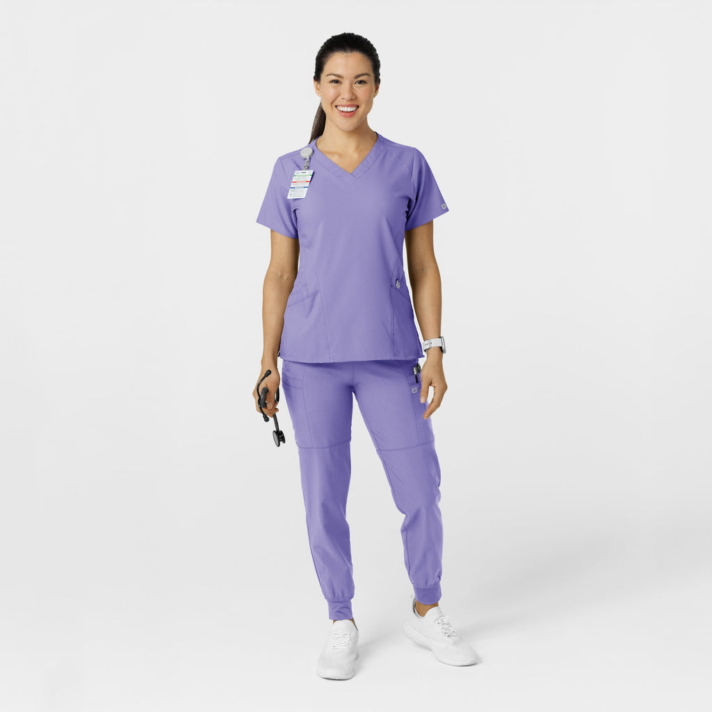 W123 5555 Comfort Waist Cargo Jogger Scrub Pants Iris Purple