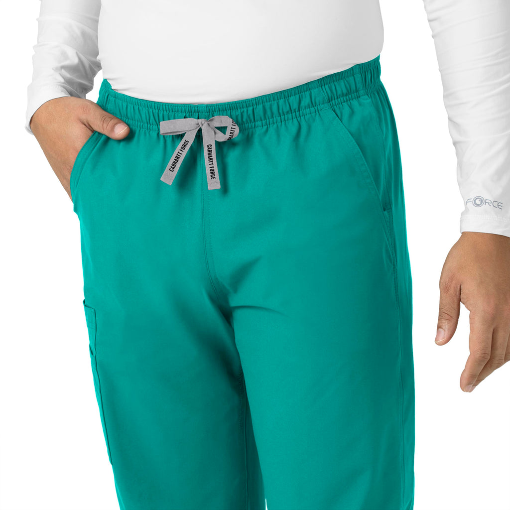 Force Essentials C55013 Unisex Elastic Waist Cargo Scrub Pants Teal Blue